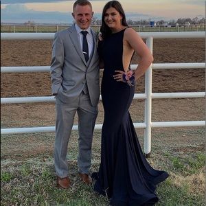 Jovani Navy Blue Open Back Ball Gown size 6